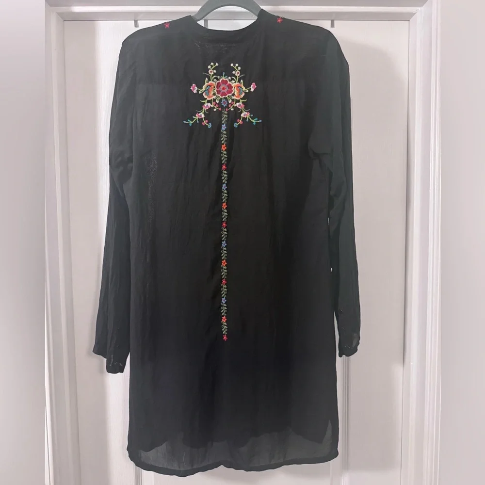 Johnny Was Black Mini Dress with Floral Embroidery - Picture 8 of 11